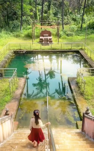 The temple pond.